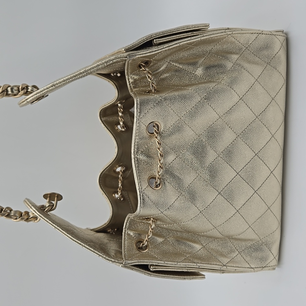 CHANEL Chain Coco Mark Matelasse Caviar Gold 25 Small AS5293 - COA Included - Picture 5 of 17